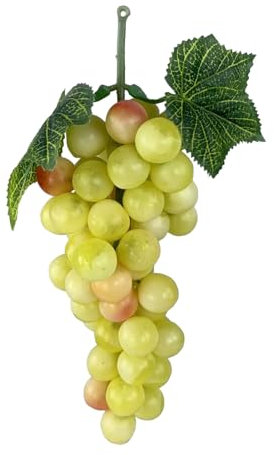 GMMH Künstliche Deko Trauben, (Gelb, Rund, 25 cm) Lebensechte Weintrauben, Weinrebe, Plastikobst, Plastiktrauben, Plastikfrucht, Kunstobst, Dekoration, Hochzeitsdeko, Schaufenster, Küche, Hotel