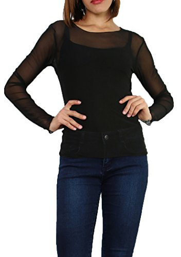 Miss Rouge: T-Shirt, Netzstoff, Oberteil aus transparentem Voile, Einheitsgröße 36-40, Schwarz , Einheitsgröße