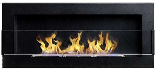 Astralis – Wandkamin/Ethanolkamin in Schwarz Matt mit feiner Oberflächenstruktur (90 x 40 cm)