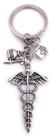 H-Customs Gesundheit Arzt Spritze Schlüsselanhänger Anhänger Silber aus Metall