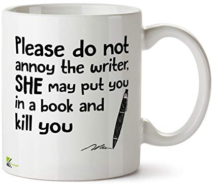 Kruzroyal Do Not Annoy Writer Mug | Funny Book Author Gift Ceramic Coffee Tea Cup for Novelist, Editor, Friend | She May Put You in a Book