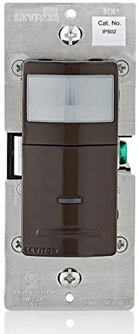 Leviton IPS02-1LB Decora Motion Sensor in-Wall Switch, Auto-On, 2.5A, Single Pole, 1-Pack, Brown