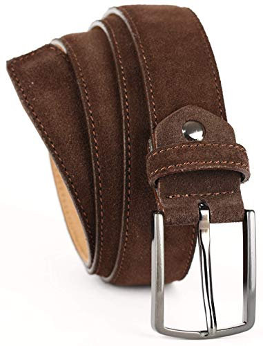 QUAMOD Wildleder Gürtel Damen Herren Hochwertiger Velours Ledergürtel Unisex 3,5 cm (35 mm) breit, Velourleder gürtel mit Geschenk-Box umweltfreundliche und faire Produktion