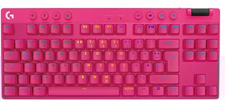Logitech G PRO X TKL LIGHTSPEED kabellose Gaming-Tastatur, ultramobiles Design ohne Ziffernblock, LIGHTSYNC RGB, PBT-Tastenkappen, Tactile Switches (GX Brown), QWERTZ Deutsches, PC - Magenta