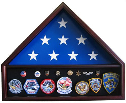 Gedenkstätte, Beerdigungsflagge, Medaillen-Vitrine, Flagge, Schattenbox, Ständer, für eine gefaltete Begräbnisflagge, 58,4 cm breit x 27,9 cm hoch, 40,6 cm auf den beiden Seiten