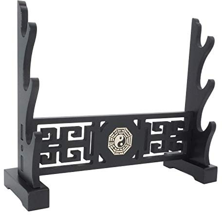 Eforlife Schwertständer/Waffenständer für Katana Genji Japanisches Samurai Schwert Klinge Gladius Templer Mittelalter Schwert Ständer Halter Tai Chi Bagua Stil, 3-Tier