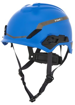 MSA V-Gard H1 Safety Industry Climbing Helmet - Novent - Blue - 52–64 cm - Hard hat with chinstrap for Work at Height and Rescue - EN397 & ANSI