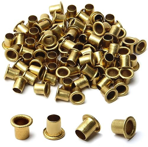 MroMax Brass Eyelets Rivets M5x6mm Through Hole Rivets Hollow Grommets Nails Screws Fasteners 100pcs
