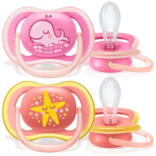 Philips Avent ciuccio ultra air SCF085/04 – Scudo leggero, progettato per fornire un flusso d'aria con grandi fori per mantenere la pelle del bambino asciutta