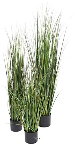 Artificielles.com - Erba di cipolla artificiale in vaso di bambù H 90 cm Verde - dimhaut: H 90 cm - colore: Verde
