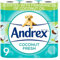 Andrex Coconut Fresh Fragrance Toilettenpapier, (9 Rollen) , 9 Stück (1er Pack)