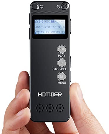 Digital Voice Recorder, Homder USB Professional Dictaphone Recorder with MP3 Player, Activated Rechargeable, Stereo HD Recording for Lectures (16GB)