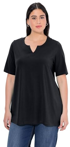 Ulla Popken, Damen, große Größen, T-Shirt, A-Linie, Tunika-Ausschnitt, Halbarm
