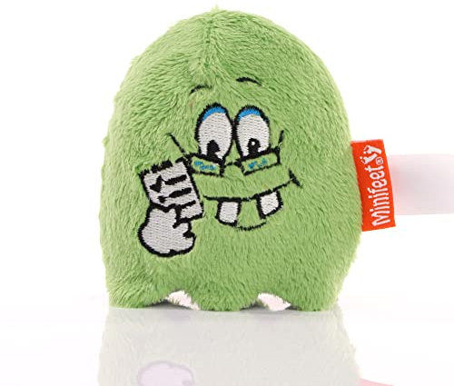 Minifeet Teamgeister Organizer grün - 2in1 Anti-Stress-Plüschtier & Displayreiniger mit Unterseite aus Mikrofaser - Plüsch Spielzeug Geschenk für Mitarbeiter Kollegen Freunde | Höhe: 8 cm