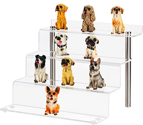 CECOLIC Acryl Display Ständer, 4-Stufen Transparente Riser Regal für Pop Figuren, Cupcakes, Desserts, Nagellack, Gewürze - 22,8 x 21 x 17,3 cm (Small - 1 Stück)