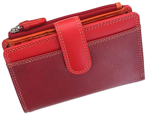 Visconti Rainbow Collection Cayman Geldbörse aus Leder mit RFID-Blockierung RB97, Rot/Mehrfarbig, Einheitsgröße, Zeitgenössisch