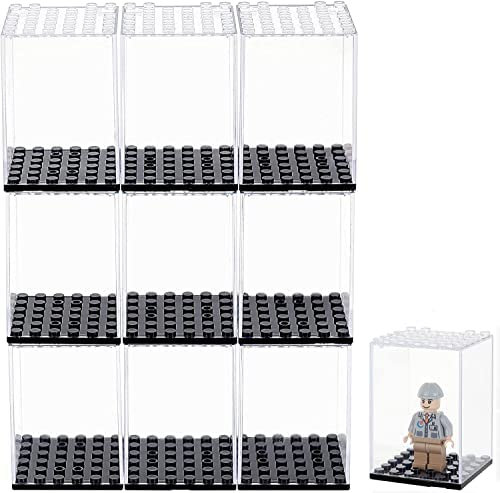 FINGERINSPIRE 10 Pcs Acrylique Empilable Modèle Vitrine Minifigures Building Block Vitrine 75X49X49mm Perspex Antipoussière Vitrine pour Minifigures Figurines