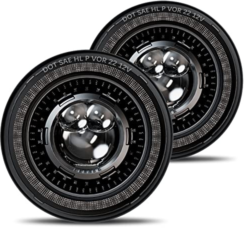 HWSTAR 1000% helle, blendfreie LED-Scheinwerfer, 17,8 cm, rund, kompatibel mit Jeep Wrangler JK JKU TJ LJ Chevy Ford GMC etc. mit Starry DRL Start-up Gradient Halo Blinker H6024 DOT Hi/Lo,