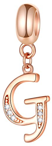 Roségold-Buchstabe G Charms Alphabet Wortperlen -Authentisches 925er Sterlingsilber Initial G Dangle CZ Geburtsstein, passend für Armbänder im Pandora-Stil, für Mädchen/Oma/Abschlussgeschenke