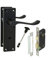 Haven Heritage Bathroom Door Handles Internal Victorian Scroll in Matt Black 150 x 40mm Inc Sash Lock Sold in Pairs (1)