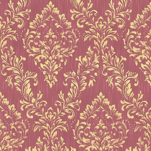 Barock Tapete Profhome 306596-GU Textiltapete strukturiert mit Ornamenten glänzend gold rot 5,33 m2