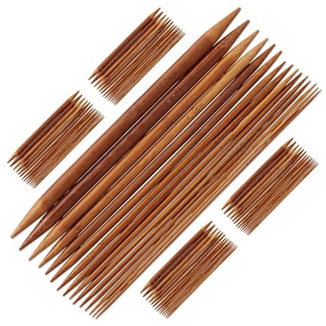 300 tlg. Nadelspiel Set, Stricknadeln für Socken, 15 Größen, Doppelspitze, Bambus, Nadelstärke 2 bis 10 mm, natur