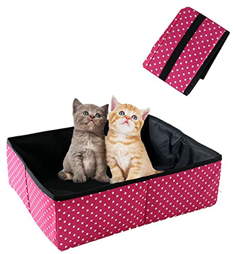 Lettiera Pieghevole per Gatti Portatile per Gattino, Toilette per Gatto da Viaggi- Impermeabile e Leggera per Interni, Esterni, Domestico, Campeggio, Rosa rossa, 40 * 30 cm