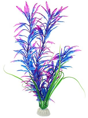 VOCOSTE 1 Stück Aquarium Kunststoff Pflanzen Künstliche Wasserpflanze für Aquarium Landschaft Dekoration Lila,10.24