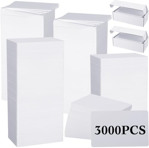 Yexiya 3000 Stück Blanko-PVC-Karten, weiß, Qualitäts-Kunststoff-Ausweis-Drucker, Cr80, 30 mm, Visitenkarten, passend für die meisten Foto-Ausweis-Drucker