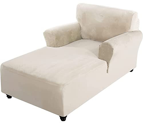 Leomix Chaiselongue-Bezug aus Samt, Chaiselongue-Bezug mit Doppelarm, hoher Dehnbarkeit, weiche Chaiselongue-Bezüge, luxuriöse Chaiselongue-Bezüge aus Samt für das Wohnzimmer,F