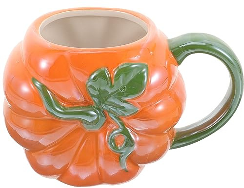 Easnea Fruit Shape Coffee Mug Creative Porcelain Cup Ceramic Coffee Milk Mug Teacup Cute Water Cups Reusable Milk Mug Cartoon Beer Mug for Home Office (Pumpkin)