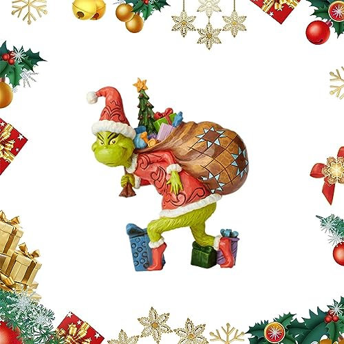 Grin-ch, decorazioni natalizie, ornamento da appendere decorazioni per albero di natale, unico divertente resina verde decorazione natalizia per la casa e le feste (B)