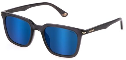 POLICE SPLL80 705B Grigio Scuro Trasparente Lucido Sunglasses Man Acetate, Square, 54