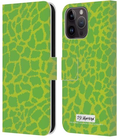 Head Case Designs Officially Licensed P.D. Moreno Lime Green Patterns Leather Wallet Case Compatible With Apple iPhone 15 Pro Max