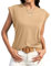 BellaDila Damen Sommer Locker Tank Top Ärmellose Flügelärmel T Shirt Casual Rundhals Tops Einfarbig/Gestreift Oberteile 2024, Aprikose, M