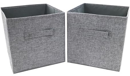 Clay Roberts Storage Cubes, Storage Boxes, Pack of 2, Grey, Fabric Basket Set for Storage Units, 25cm x 25cm x 25cm, Grey Baskets, Boxes, Box, Unit Cubes