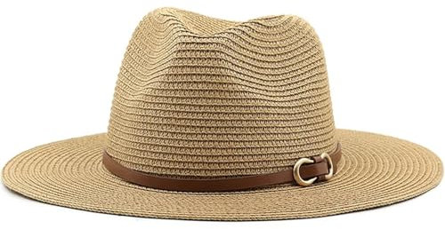 SOYNIA Chapeau Paille Chapeau De Paille Naturel Femmes Grand Large Bord Parasol Hommes Voyage Loisirs Vacances Plage en Plein Air Chapeau Universel 52-54Cmadjustable Beige