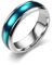 Whoiy Männer Ringe Emaille Edelstahl, Blau Ring Schmuck Verlobung Poliert Freundschaftsringe Best Friends 6MM Personalisiert Gravur für Ihn Größe 70 (22.3)