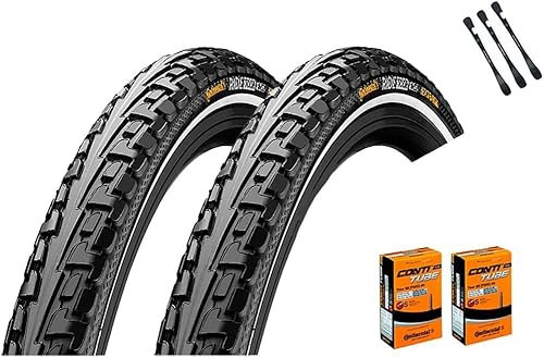 2er Set Continental Reifen Ride Tour Schwarz Reflex 28 Zoll x 1,75 (47-622) + MSZweirad Reifenheber (SV Schläuche)