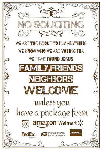 Vintage Metal Sign for Door, No Soliciting Mteal Sign for Outdoor