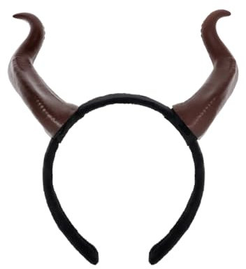 keland Halloween Teufel Hörner Haarreif Maleficent Hörner Kopfschmuck für Damen Herren (W-Braun)