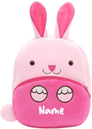 Ahoiikids Personalisiertes Kinder Rucksack - Weicher Plüsch Hasen-Rucksack mit Namen - Niedlicher Kinderrucksack für Jungen und Mädchen - Vorschulrucksack - Geschenk für Kleinkinder