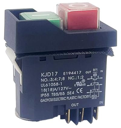 Uhidka KJD17 Interruttori A Pulsante di Avvio Elettromagnetico A 6 Pin 18A AC127V IP55 Interruttore di Sicurezza per Apparecchiature Impermeabili Durevole