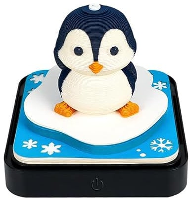 EHOTER Time Piece Kalender 2025, 3D-Kalender 2025 mit Lichtern, 3D-Notizblock, Kunstblöcke, Kalender, kreativ, Papierschnitzerei, klebrig, DIY-Notizen, Geschenk für Weihnachten (Pinguin)