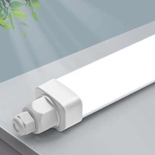DXLIGHTING LED Feuchtraumleuchte 150cm, 45W 4500LM Röhrenlampe, Wannenleuchte, IP65 Kellerlampe, Verknüpfbar Feuchtraumlampe für Büro Keller Werkstatt Garage, 4000K Neutralweiß