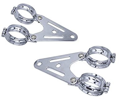 LIUCHUCHU Motorrad Scheinwerferhalter 34mm-60mm Chrom Metallscheinwerferhalterung Halterungsgabel Blinker Lichtklemme Motorrad Scheinwerfer (54mm)