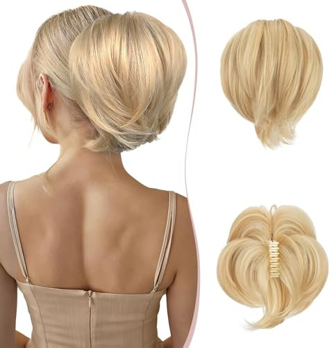SEGO Ponytail Extensions Haarteil mit Klammer Pferdeschwanz Zopf Haarverlängerung Dutt Haargummi Hochsteckfrisuren Biegbarem Metalldraht wie Echthaar # 86H613