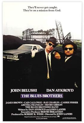 RAOKSUNKM Filmposter The Blues Brother auf Leinwand, Schlafzimmer, Dekoration, Landschaft, Büro, Raumdekoration, Geschenk, 30 x 45 cm