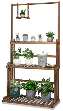 GDXCADCX Plant Stand 3-Tier Hanging Wood Plant Stand Planter Shelves Flower Pot Organizer Rack Multiple Display Holder Shelf Indoor Outdoor Flower Stand