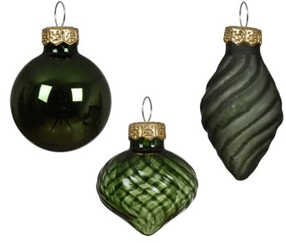 Varzi - Bola de árbol de Navidad de cristal, figuras navideñas verdes variadas, 9 unidades